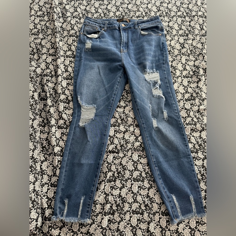High Rise Distressed Mom Jeans